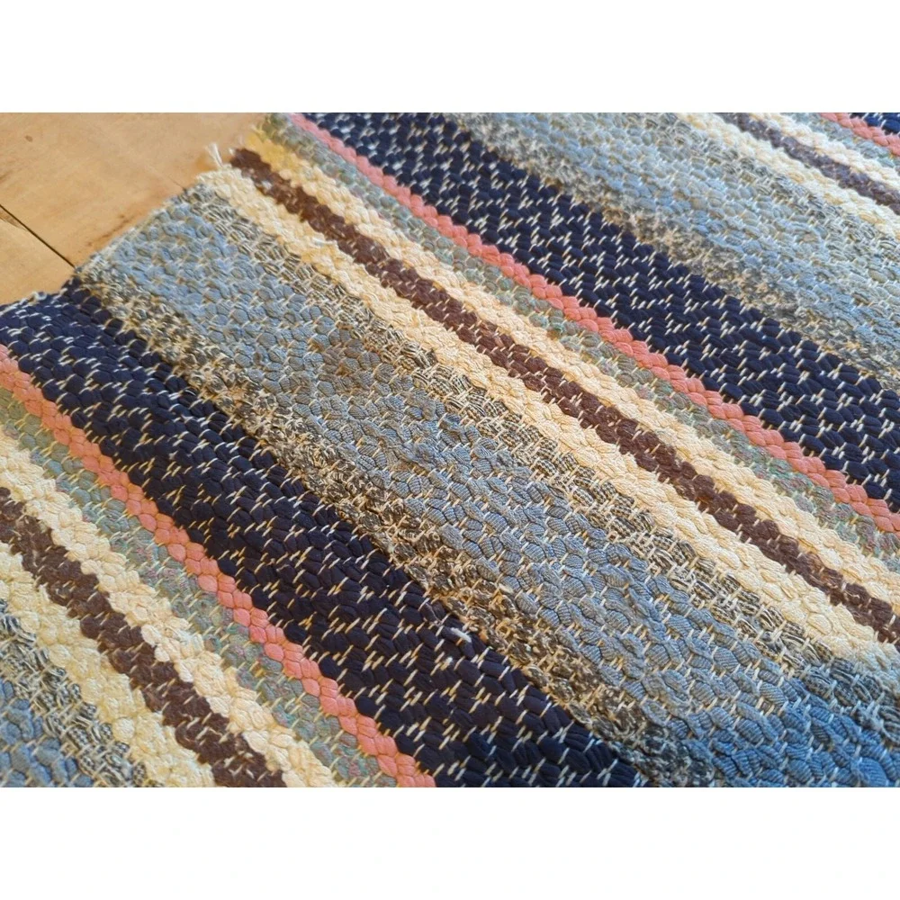 Antique Imported Swedish Hand Made Rag Rug Runner (22.5
